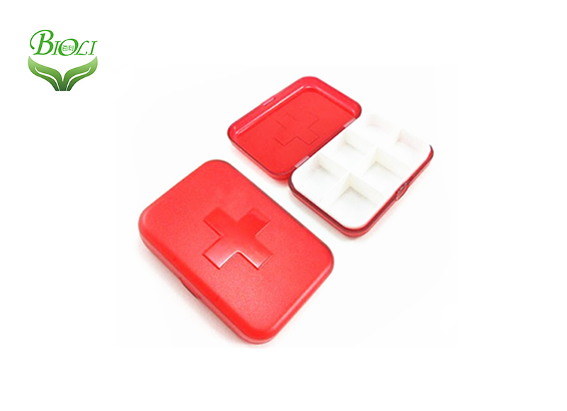 Plastic Pill Organizer 6 case red clear