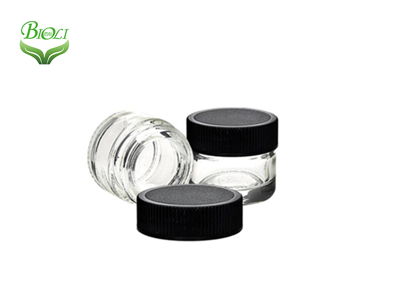 Child Proof Glass Cosmetic Jars Container with Black Lid