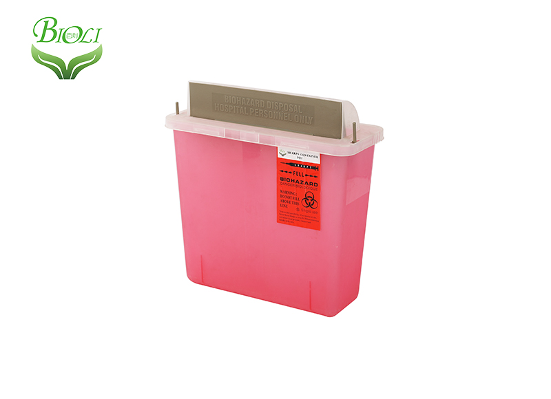 PP material Biohazard Plastic Sharps Container T series 4.6L /5QT