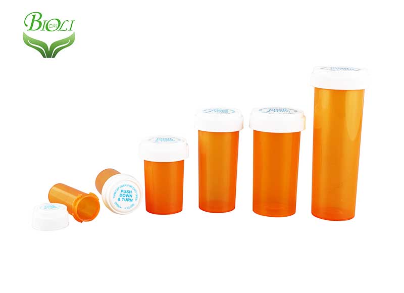 Child Proof Plastic Opaque Medicine Vials reversible vials