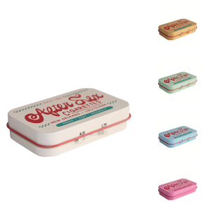 Slide Top Rectangular Metal Tin Containers